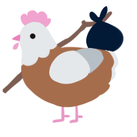 Pellet, a brown and mist chicken with a head pattern