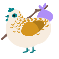 A cream and ochre chicken with a half-lace pattern