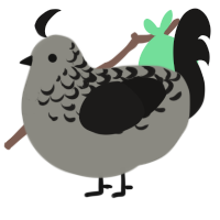 Dust, a ash and sable chicken with a half-lace pattern
