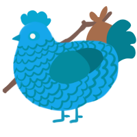 A sky and sea chicken with a lace pattern