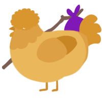 A honey and orange chicken with a head pattern