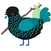 emo blue, a sable and teal chicken with a lace pattern