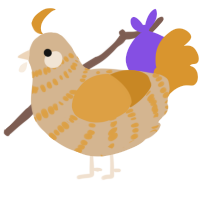 Cracker, a beige and orange chicken with a bar pattern