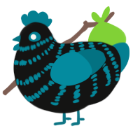 A black and sea chicken with a bar pattern