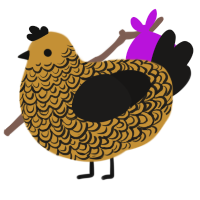 Cold Shower, a gold and sable chicken with a double-lace pattern