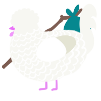 mystery, a white chicken with a lace pattern