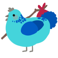 jay, a aqua and ultramarine chicken with a neck-speckle pattern