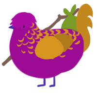 (unnamed), a plum and ochre chicken with a half-lace pattern