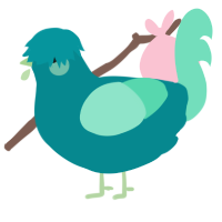 A teal and mint chicken