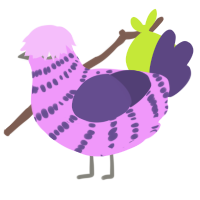 A lavender and overcast chicken with a bar pattern