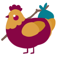 A maroon and orange chicken with a head pattern