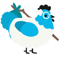 A white and cerulean chicken with a head pattern