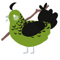 A chartreuse and black chicken with a half-lace pattern