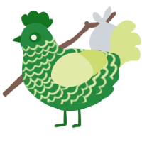 A viridian and lemon chicken with a lace pattern
