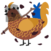 A russet and orange chicken with a lace pattern