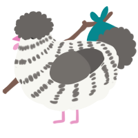 A white and grey chicken with a bar pattern