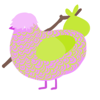 Sprout, a lavender and lime chicken with a double-lace pattern
