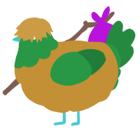 A gold and viridian chicken with a head pattern