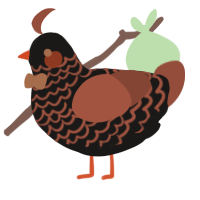 Razeirl, a sable and russet chicken with a lace pattern