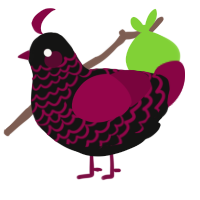 A black and maroon chicken with a lace pattern