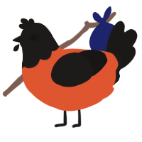 (unnamed), a vermilion and sable chicken with a head pattern