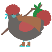 A grey and red chicken