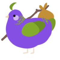(unnamed), a blurple and chartreuse chicken with a neck-band pattern