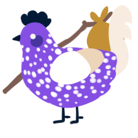 A blurple and cream chicken with a speckle pattern