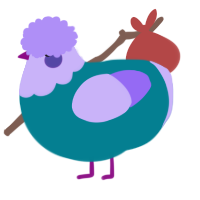 A sea and lilac chicken with a head pattern