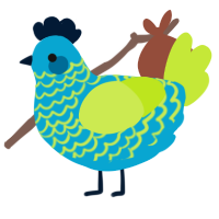 Neonlights, a cerulean and lime chicken with a lace pattern