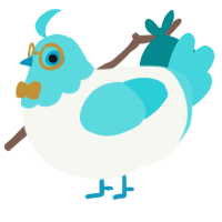 Litho, a white and aqua chicken with a head pattern