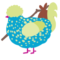 A cerulean and lemon chicken with a speckle pattern
