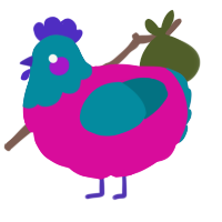 A fuchsia and sea chicken with a head pattern