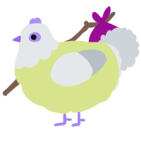 A lemon and mist chicken with a head pattern