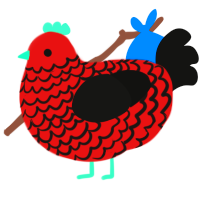 (unnamed), a red and black chicken with a lace pattern