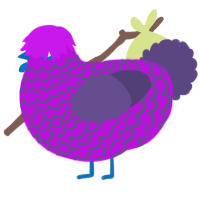A amethyst and overcast chicken with a lace pattern