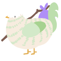 Zippie, a cream and gluppy chicken with a bar pattern