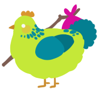 A lime and sea chicken with a neck-speckle pattern