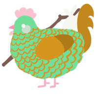 A spring and ochre chicken with a lace pattern