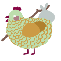 A gluppy and gold chicken with a lace pattern