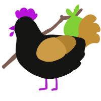 Thing, a black and gold chicken