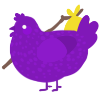 A violet chicken with a speckle pattern