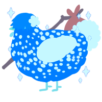 A sapphire and white chicken with a speckle pattern
