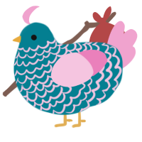 A sea and pink chicken with a lace pattern