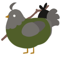 A olive and grey chicken with a head pattern