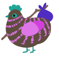 A bark and orchid chicken with a bar pattern