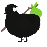 A black chicken with a bar pattern