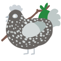Stone, a grey and silver chicken with a speckle pattern