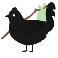 Shadow, a sable and black chicken