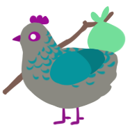 A ash and teal chicken with a half-lace pattern